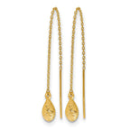 14K Polished and Textured Tear Drop Threader Earrings