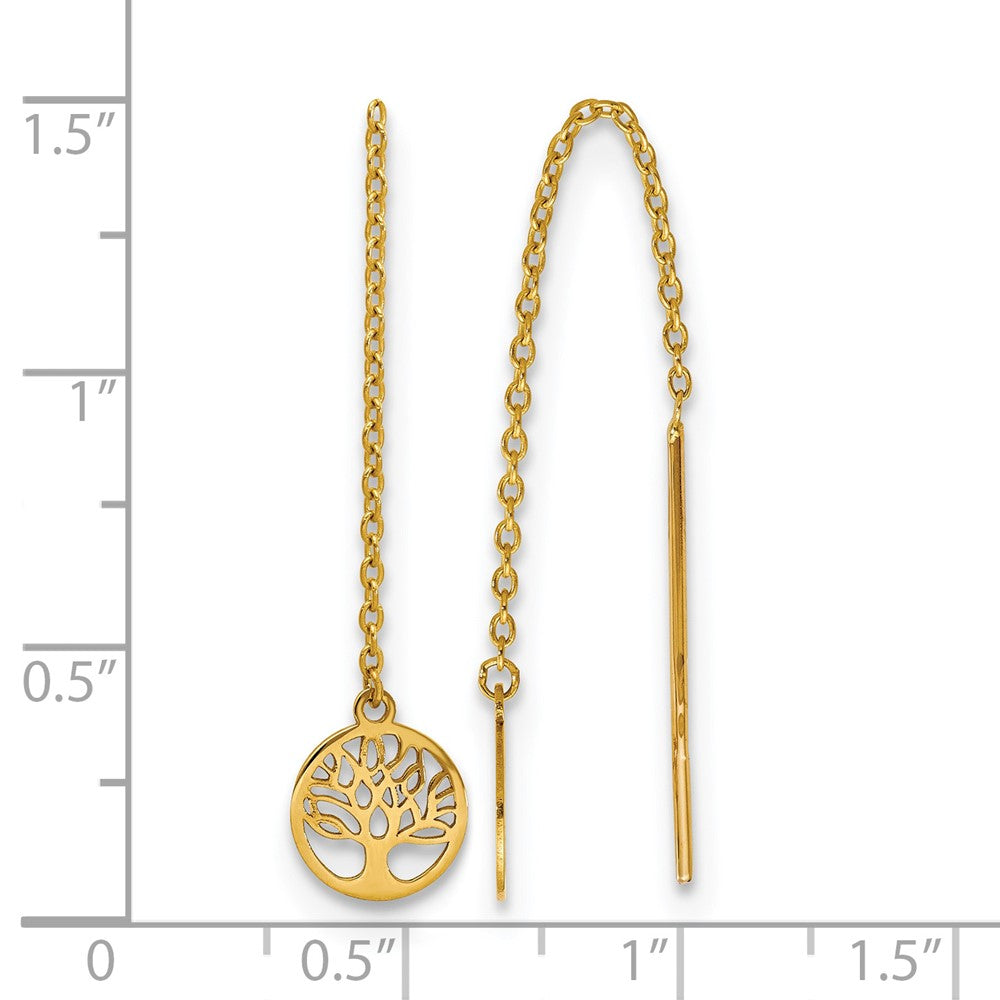 14K Polished Tree of Life Threader Earrings