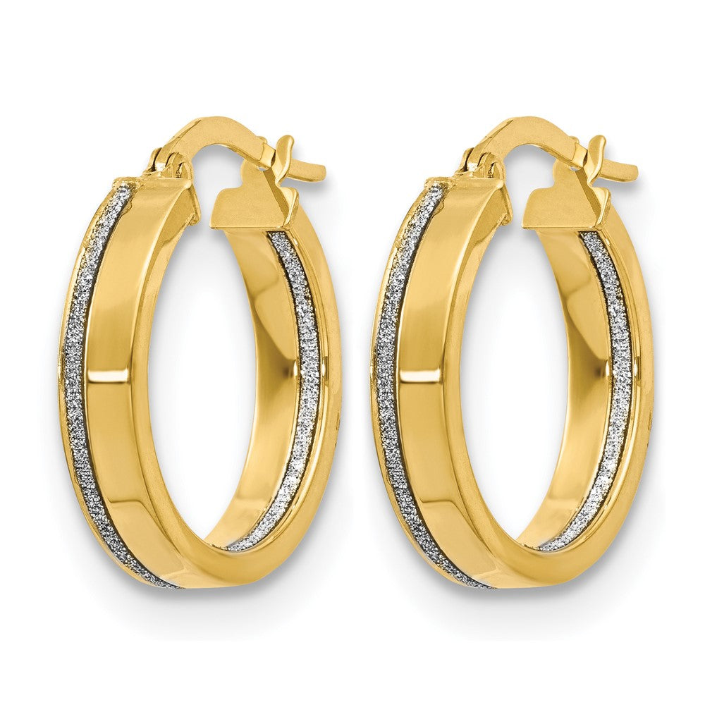 14K Polished Glimmer Infused Hoop Earrings