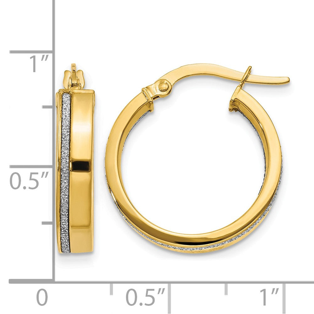14K Polished Glimmer Infused Hoop Earrings