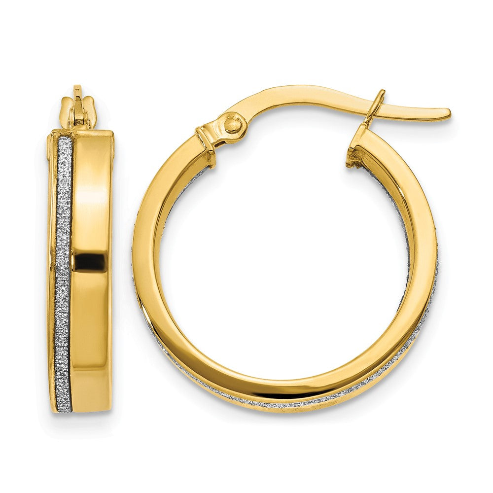 14K Polished Glimmer Infused Hoop Earrings