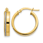 14K Polished Glimmer Infused Hoop Earrings