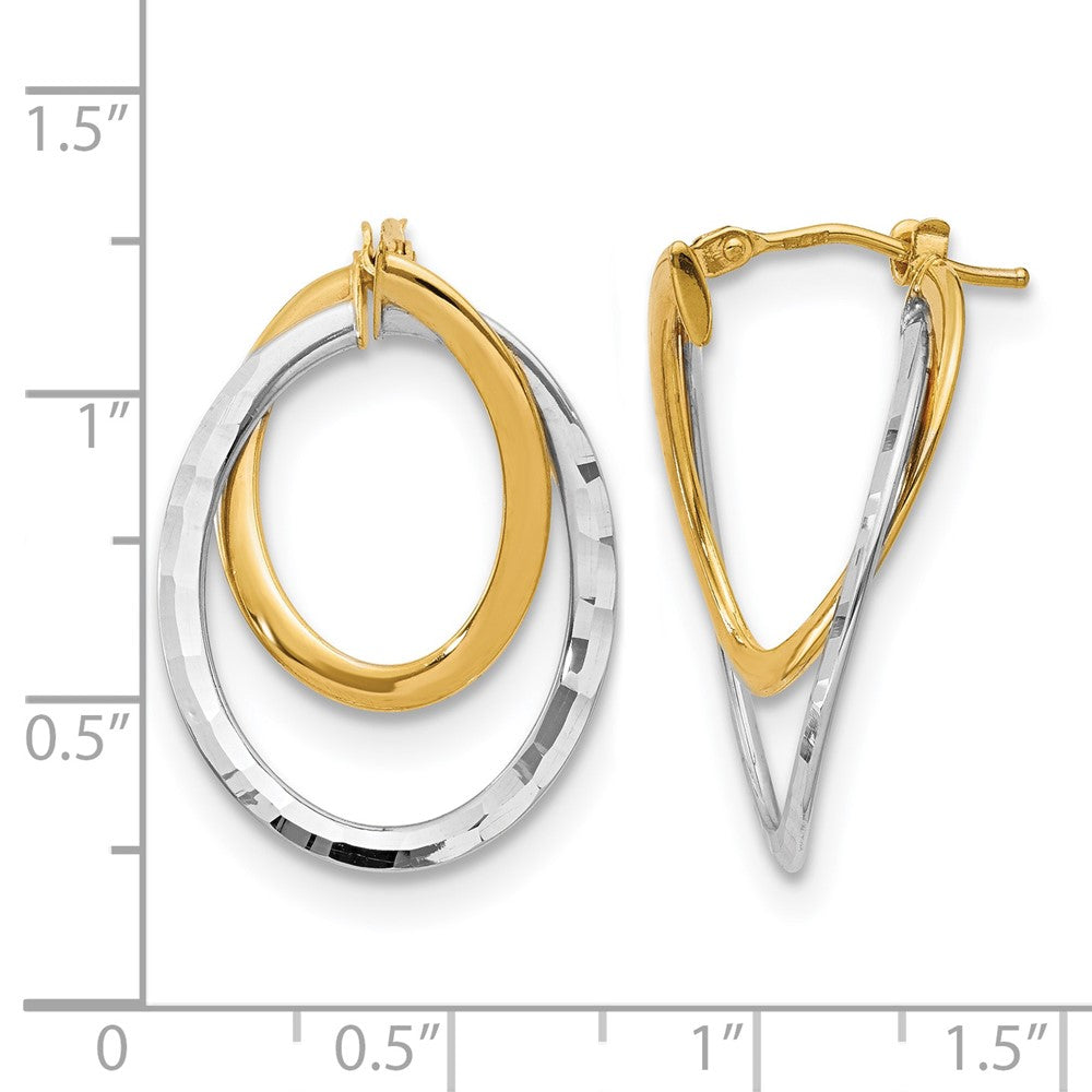 14K with White Rhodium Polished Fancy Hoop Earrings