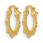 14K Polished Fancy Pattern Hoop Earrings