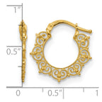 14K Polished Fancy Pattern Hoop Earrings