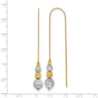 14K Two-tone Textured Beads Threader Earrings