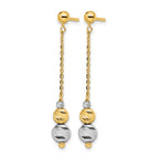 14K Two-tone Polished and Textured Dangle Earrings