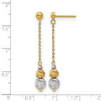 14K Two-tone Polished and Textured Dangle Earrings