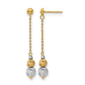 14K Two-tone Polished and Textured Dangle Earrings