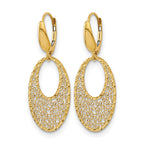 14K Polished and Textured Floral Leverback Earrings