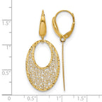 14K Polished and Textured Floral Leverback Earrings
