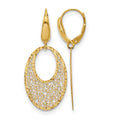14K Polished and Textured Floral Leverback Earrings