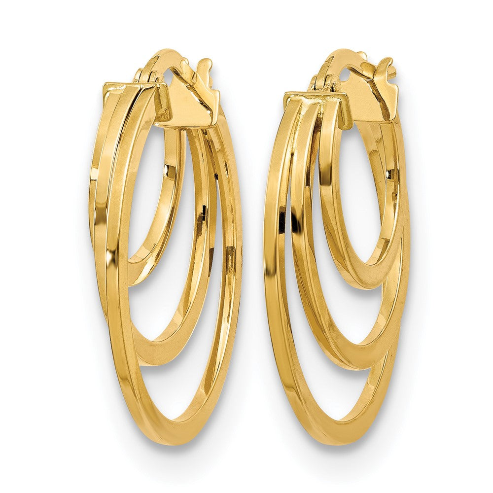 14K Polished Fancy 3 Hoop Earrings