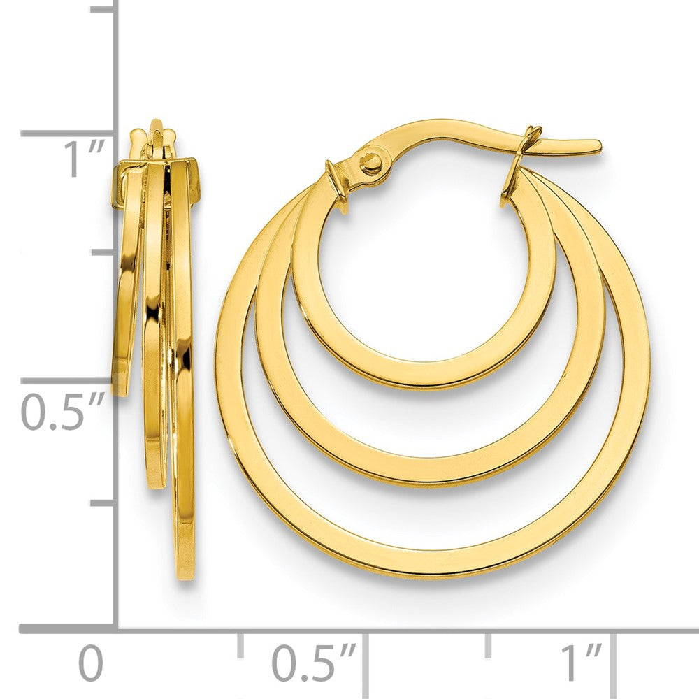14K Polished Fancy 3 Hoop Earrings