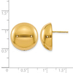 14K Polished Hollow Domed Post Earrings