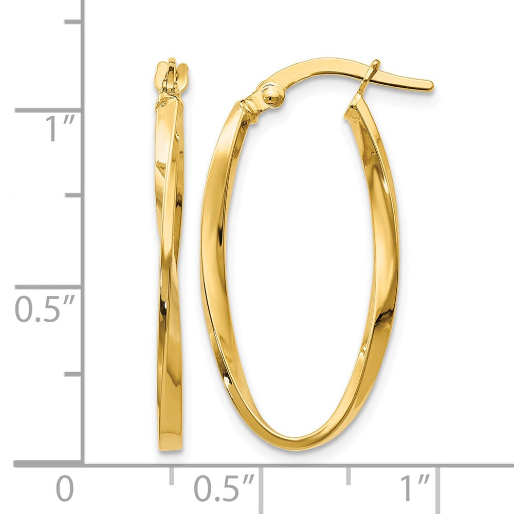 14K Twisted Oval Hoop Earrings