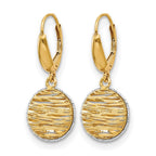 14K w/Rhodium Polished D/C Hollow Earrings