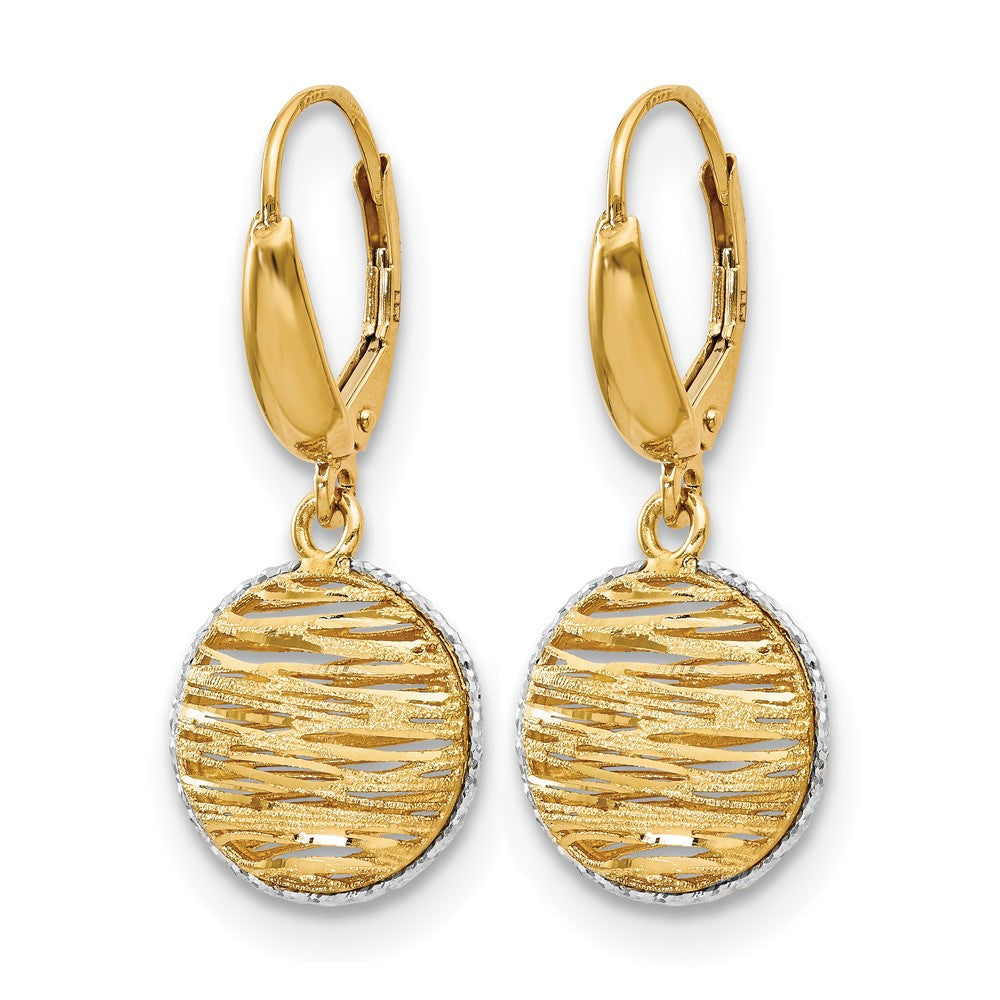 14K w/Rhodium Polished D/C Hollow Earrings