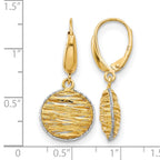 14K w/Rhodium Polished D/C Hollow Earrings