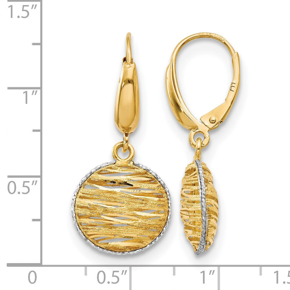 14K w/Rhodium Polished D/C Hollow Earrings
