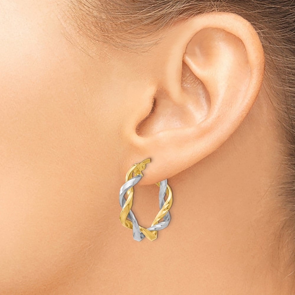 14K Two-tone Hoop Earrings