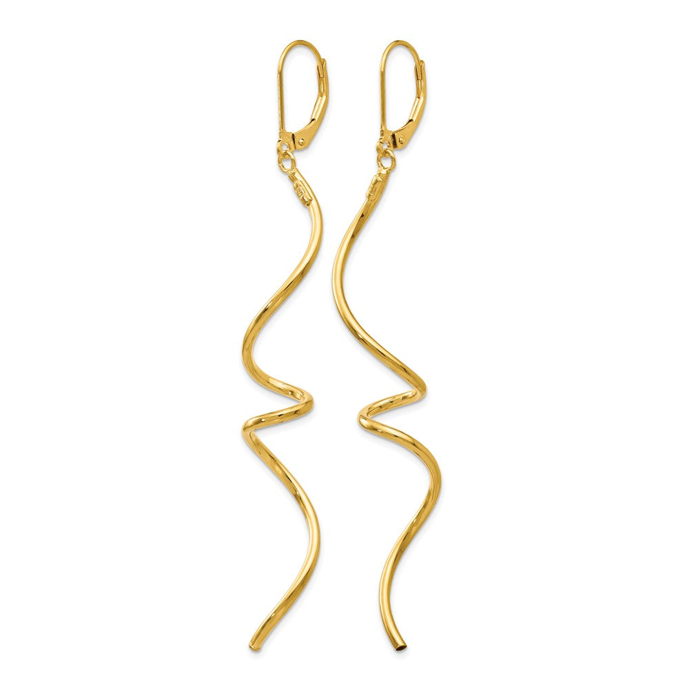 14K Polished Twisted Leverback Earrings