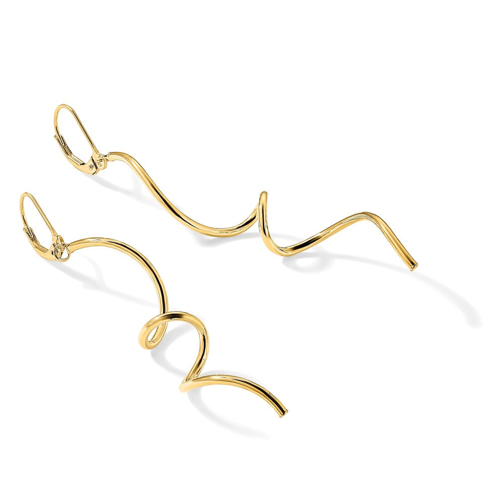 14K Polished Twisted Leverback Earrings