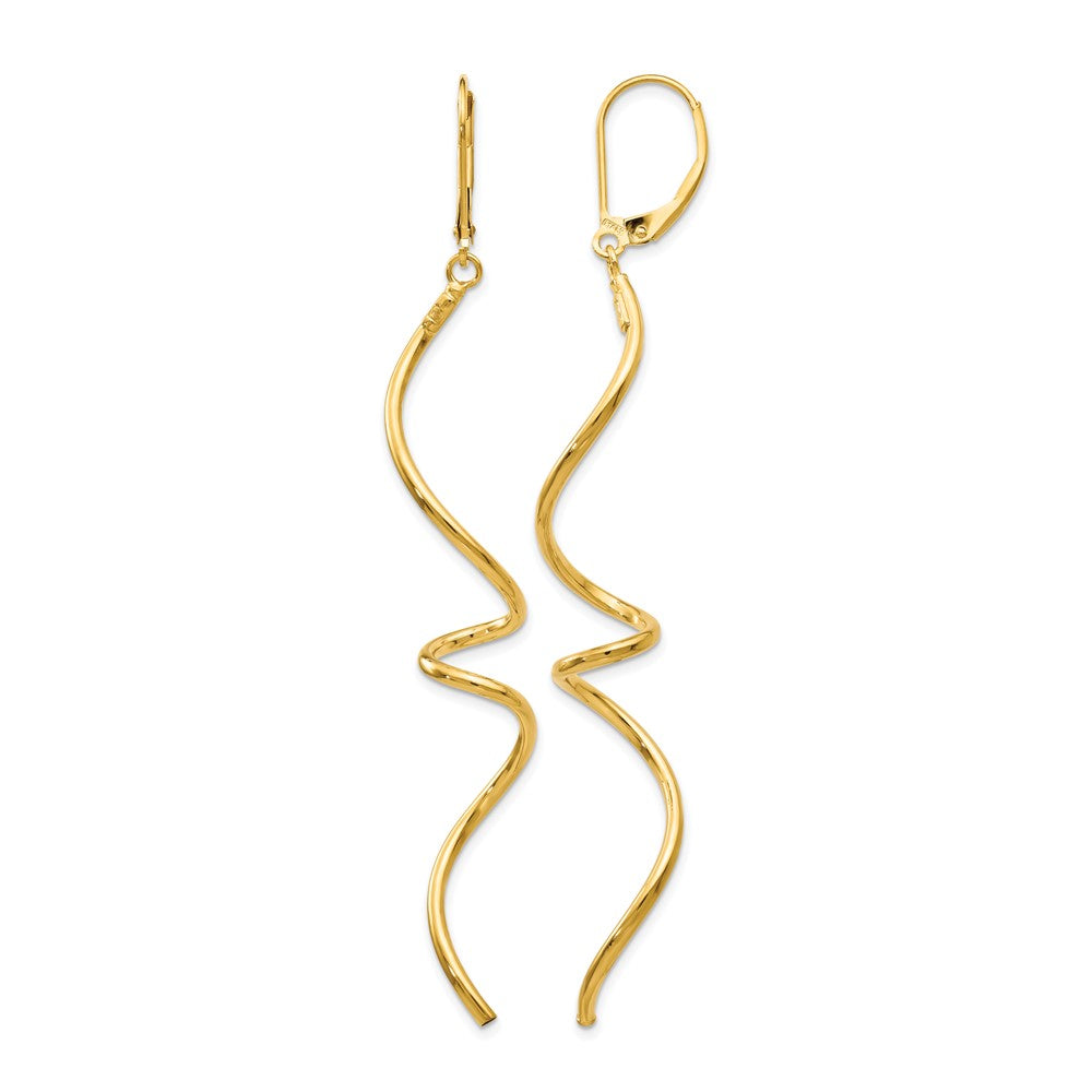 14K Polished Twisted Leverback Earrings