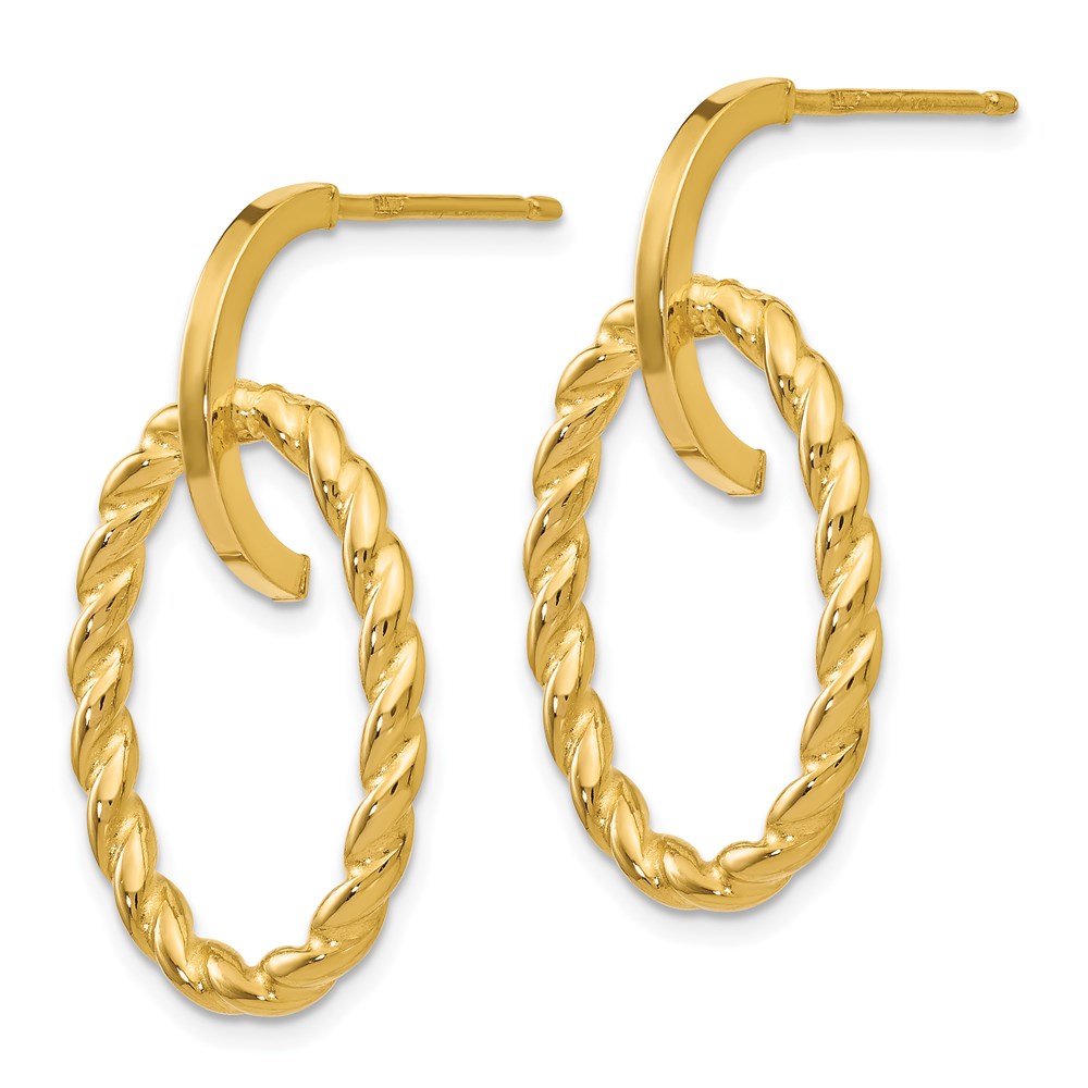 14K Polished Twisted Post Dangle Earrings