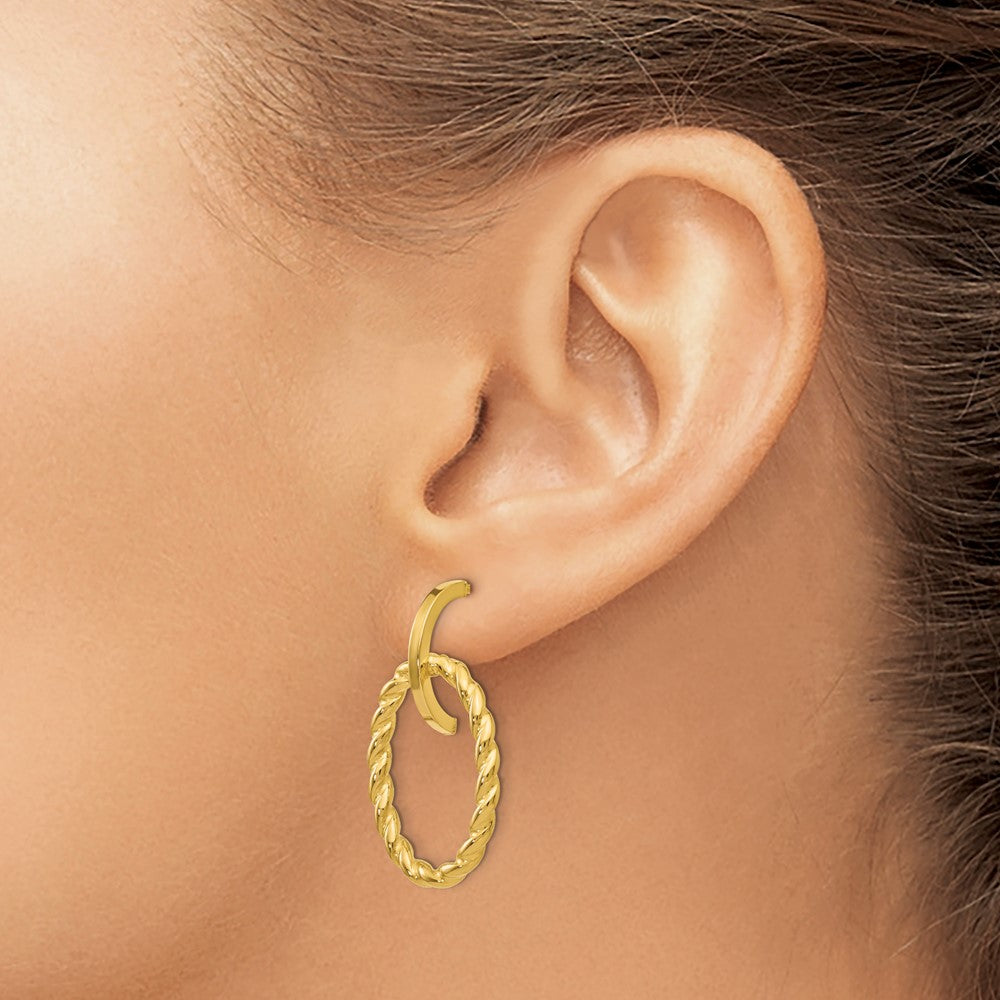 14K Polished Twisted Post Dangle Earrings