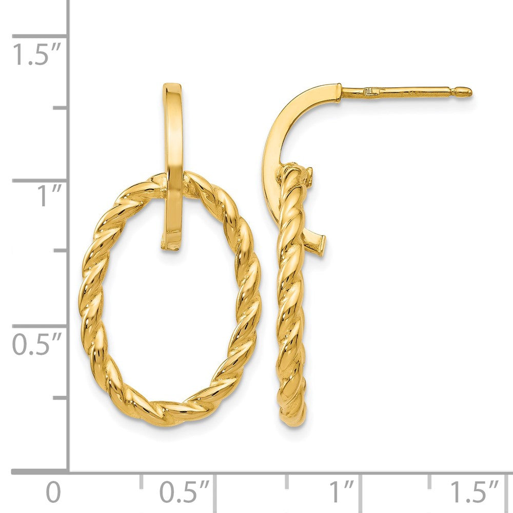 14K Polished Twisted Post Dangle Earrings