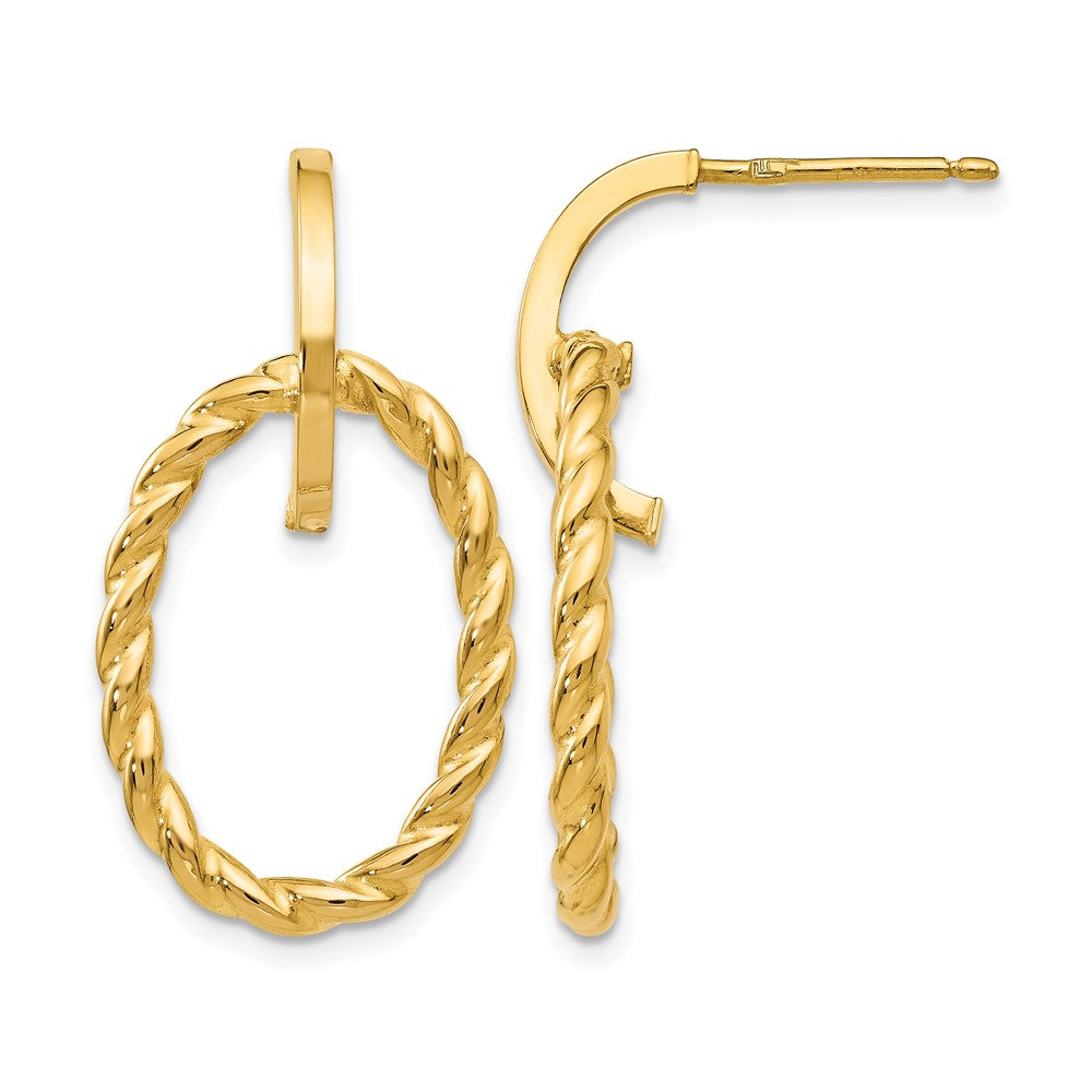 14K Polished Twisted Post Dangle Earrings