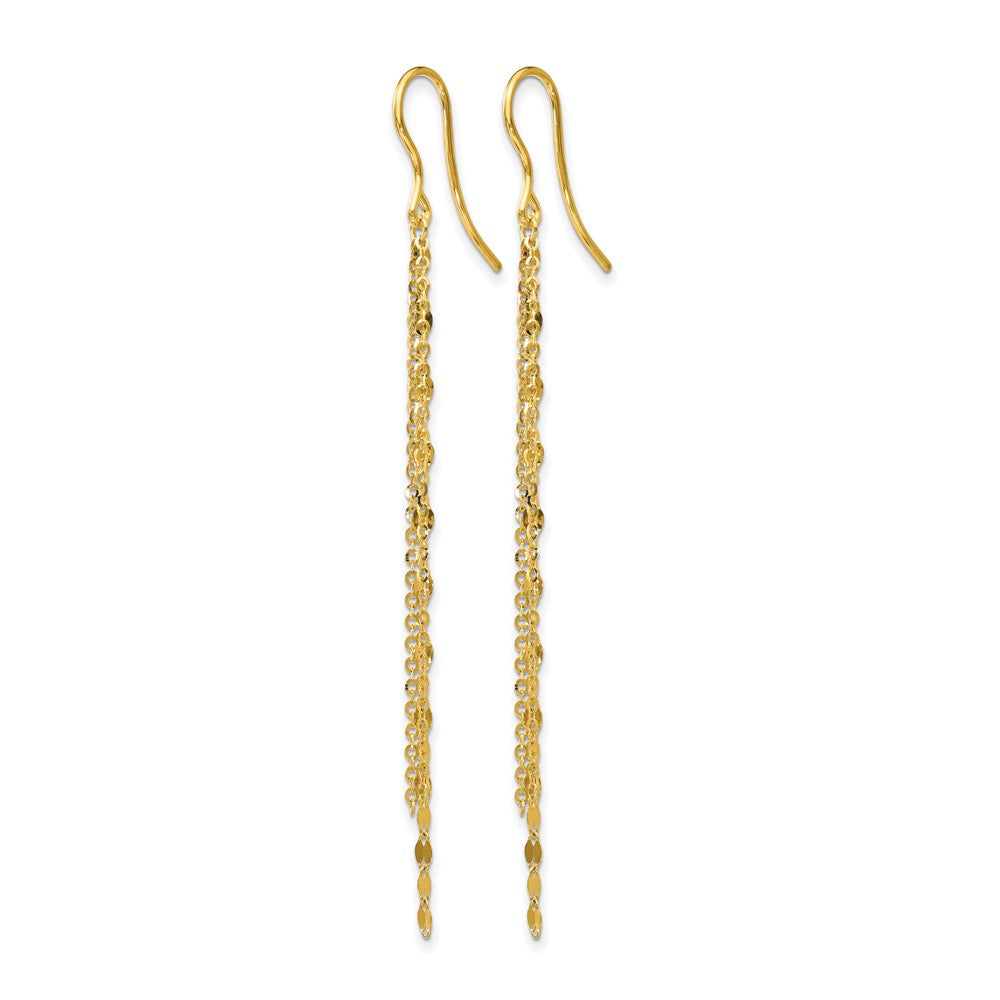 14K Polished Tassel Dangle Shephard Hook Earrings