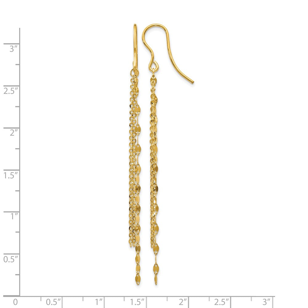 14K Polished Tassel Dangle Shephard Hook Earrings