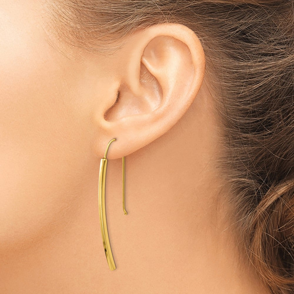 14K Polished Dangle Bar Earrings
