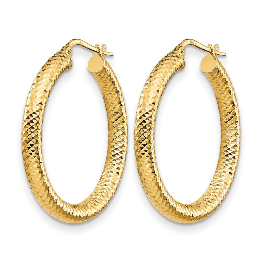 14K 4x25 D/C Round Hoop Earrings