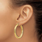 14K 4x25 D/C Round Hoop Earrings