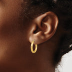 14K 3x15 D/C Round Hoop Earrings