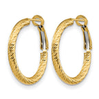 14K 3x20 D/C Round Omega Back Hoop Earrings