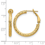 14K 3x20 D/C Round Omega Back Hoop Earrings