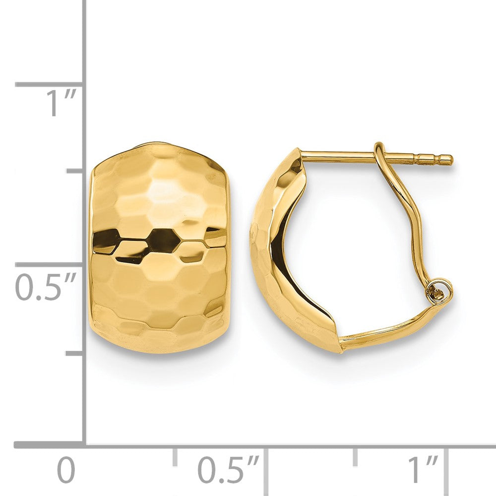 14K Polished Hammered Omega Back Earrings