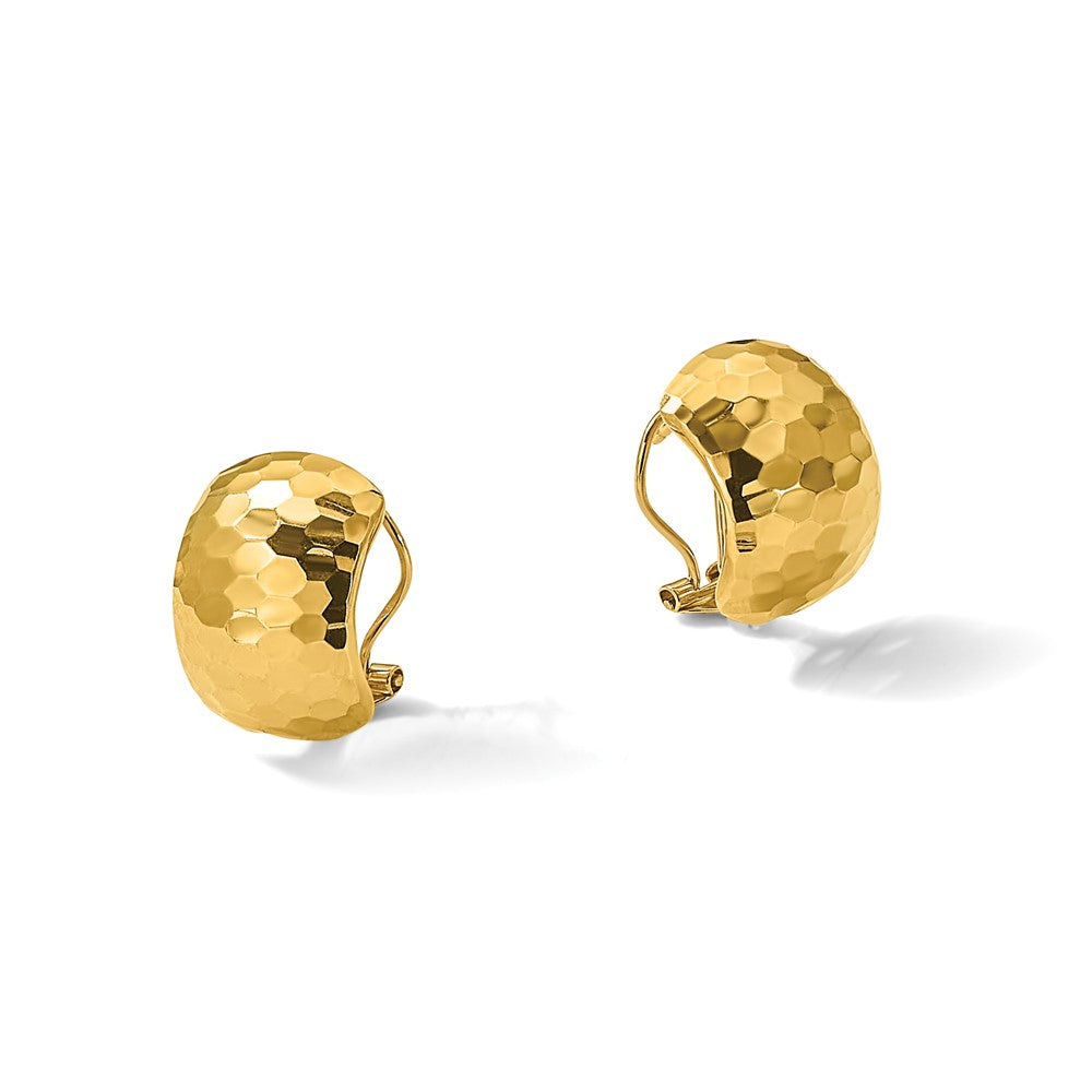 14K Polished Hammered Omega Back Earrings