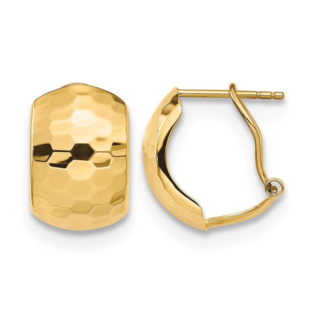 14K Polished Hammered Omega Back Earrings