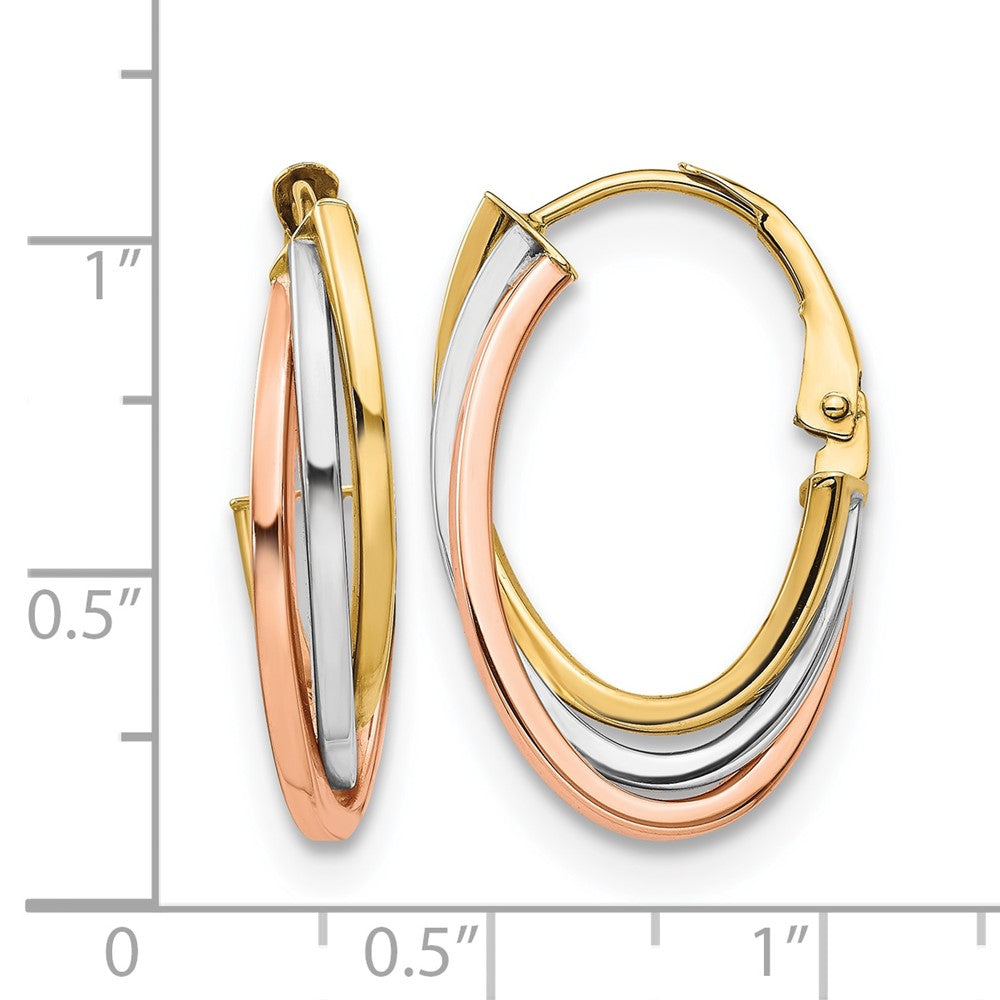 14K Tri-color Polished Hoop Earrings