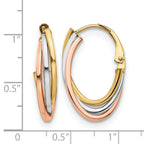 14K Tri-color Polished Hoop Earrings