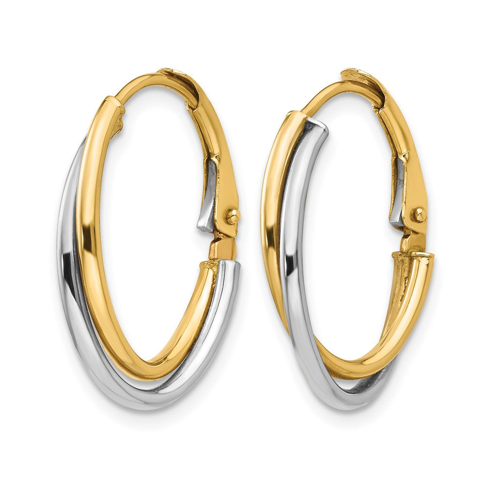 14K Two-tone Polished Hoop Earrings