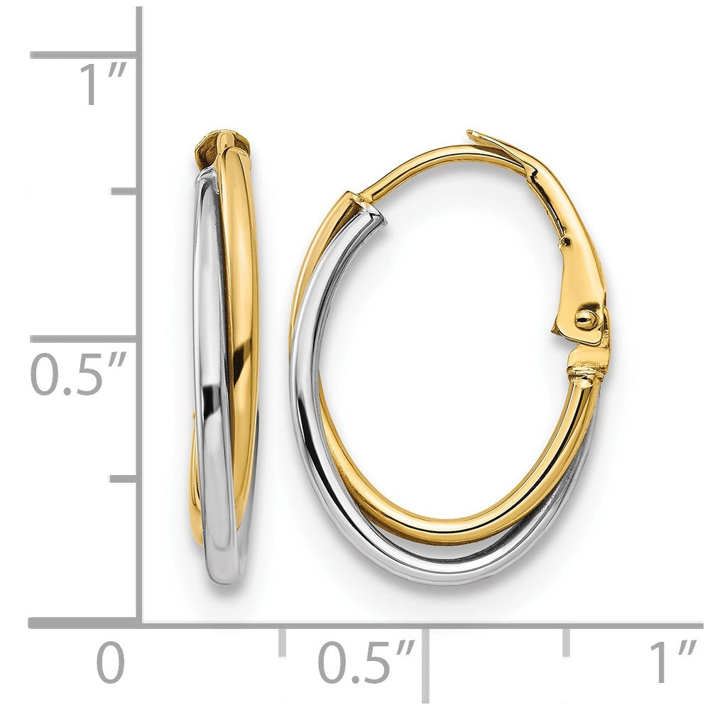 14K Two-tone Polished Hoop Earrings