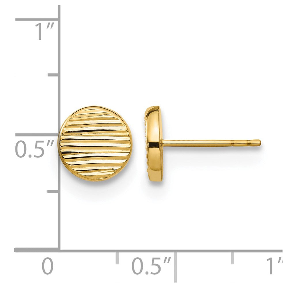 14K Polished and Textured Disc Post Earrings