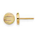 14K Polished and Textured Disc Post Earrings
