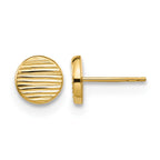 14K Polished and Textured Disc Post Earrings